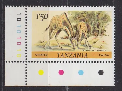 TANSANIA TANZANIA [1980] MiNr 0168 C ( **/mnh ) [03] Tiere Ecke Farbampel