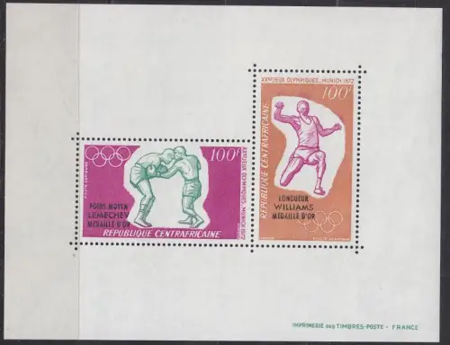 ZENTRALAFRIKA CENTRAL AFRICA [1972] MiNr 0291-92 Block 6 ( **/mnh ) Olympiade