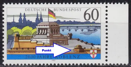 GERMANY BUND [1992] MiNr 1583 y F10 ( **/mnh ) [01] Plattenfehler