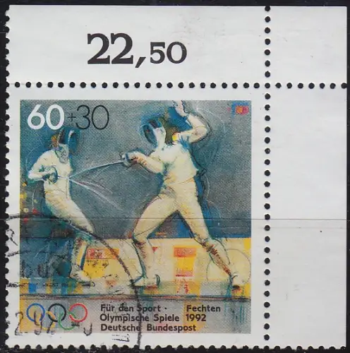 GERMANY BUND [1992] MiNr 1592 ( O/used ) [01] Sport Eckrand