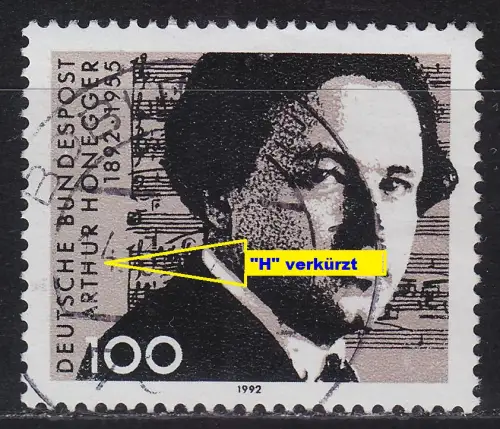 GERMANY BUND [1992] MiNr 1596 F24,III ( O/used ) [01] Plattenfehler