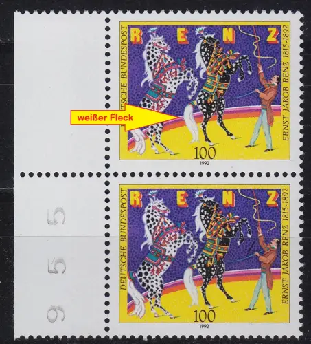 GERMANY BUND [1992] MiNr 1600 F16 II ( **/mnh ) [01] Plattenfehler 2er