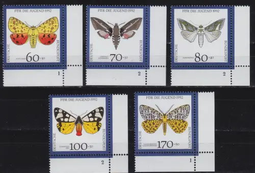 GERMANY BUND [1992] MiNr 1602-06 ( **/mnh ) [01] Schmetterlinge FormNr