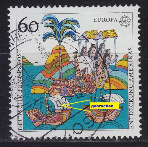 GERMANY BUND [1992] MiNr 1608 F25,I ( O/used ) [01] CEPT Plattenfehler