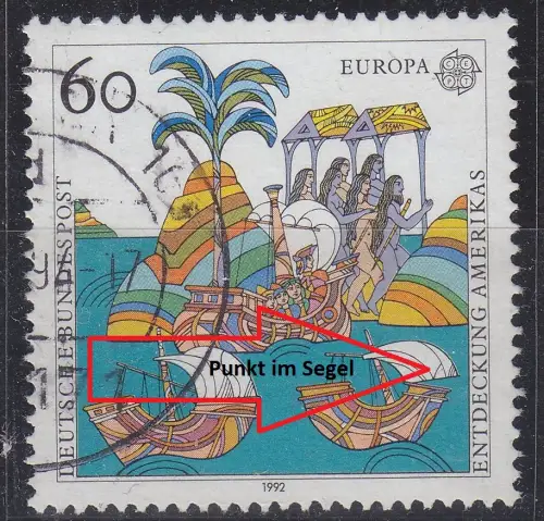 GERMANY BUND [1992] MiNr 1608 F5 ( O/used ) [01] CEPT Plattenfehler