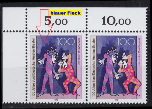GERMANY BUND [1992] MiNr 1626 F1,I,2er ( **/mnh ) [01] Plattenfehler