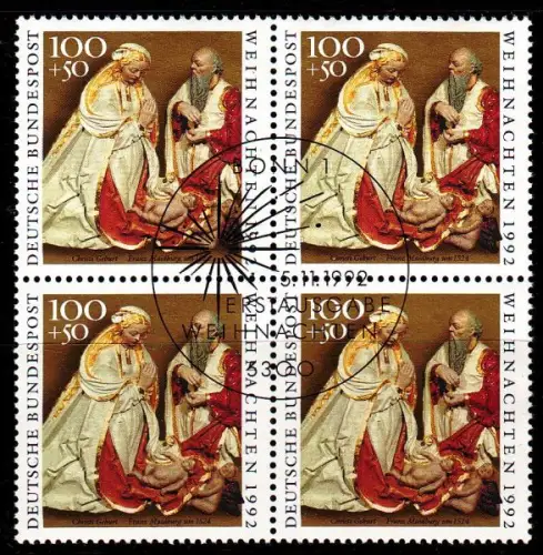 GERMANY BUND [1992] MiNr 1640 4er ( O/used ) [01] Weihnachten