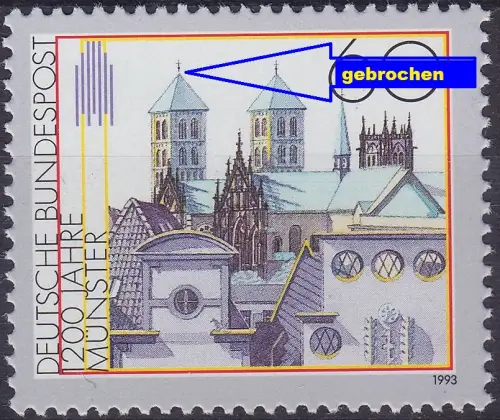 GERMANY BUND [1992] MiNr 1645 F37 ( **/mnh ) Plattenfehler