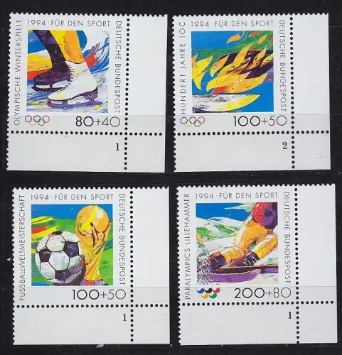 GERMANY BUND [1994] MiNr 1717-20 ( **/mnh ) [01] Olympiade FormNr Eckrand