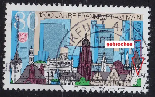 GERMANY BUND [1994] MiNr 1721 F7 ( O/used ) [01] Plattenfehler
