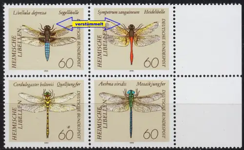 GERMANY BUND [1991] MiNr 1546-49 F19 F20 4er ( **/mnh ) Tiere Plattenfehler