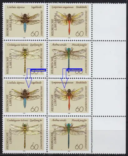 GERMANY BUND [1991] MiNr 1546-49 F19,F20 8er ( **/mnh ) [01] Tiere Plattenfehler