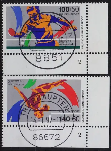 GERMANY BUND [1989] MiNr 1408-09 ( O/used ) [01] Sport Eckrand FormNr