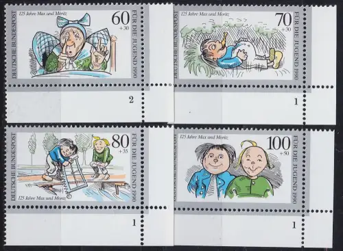 GERMANY BUND [1990] MiNr 1455-58 ( **/mnh ) [01] FormNr Eckrand