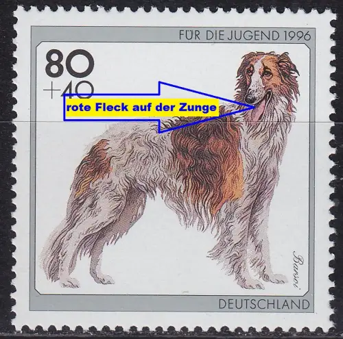 GERMANY BUND [1996] MiNr 1836 F9 ( **/mnh ) [01] Tiere Plattenfehler