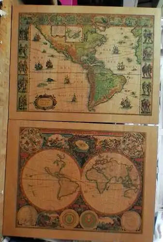 Nova Totius Terrarum und Americae Nova Tabula Druck auf Furnier Spanplatte