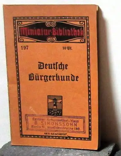 Deutsche Bürgerkunde - Miniatur Bibliothek. 