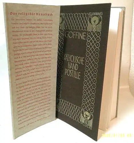 Goffiné, Leonhard: KATHOLISCHE HANDPOSTILLE Religiöses Hausbuch 1939 Leineneinband Schutzumschlag. 