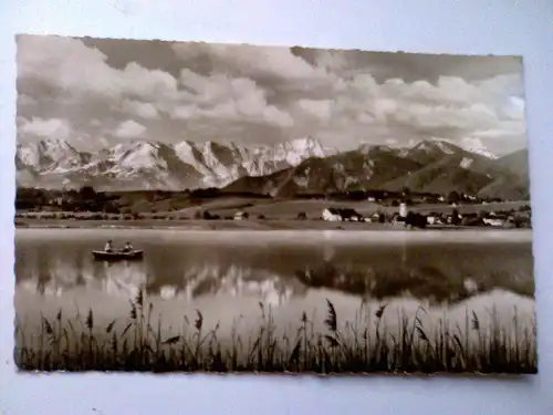 Murnau - Morgensonne überm Riegsee Oberbayern Ruderboot Murnau am Staffelsee Landkreis Garmisch-Partenkirchen (gelaufen) Ansichtskarte