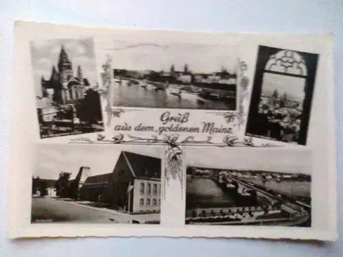 Mainz - Gruß aus dem goldenen Mainz - Mehrbildkarte (ca. 1958 gelaufen) Ansichtskarte