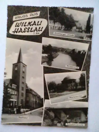 Wilkau-Hasslau - Gruss aus Wilkau-Hasslau - Autobahnbrücke Muldenblick Rathaus Musikpavillon Kirchberger Straße Mehrbildkarte (gelaufen) Ansichtskarte