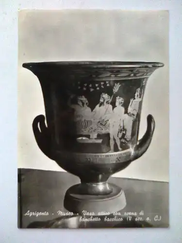 Agrigento Museum - Museo - Vaso attico con scena di banchetto bacchico - Sizilien Italien (1963 gelaufen) Postkarte / Ansichtskarte