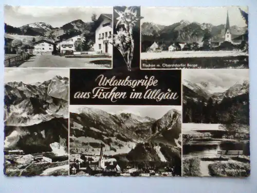 Fischen im Allgäu - Urlaubsgrüße aus Fischen im Allgäu - Nebelhorn Straßenpartie Oberstdorfer Berge etc. Mehrbildkarte (gelaufen) Ansichtskarte