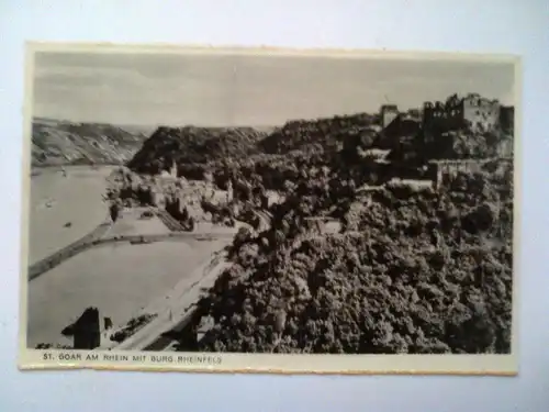 Sankt Goar am Rhein mit Burg Rheinfels - Schiff - St. Goar (ungelaufen) Ansichtskarte