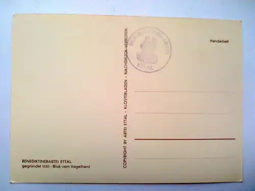 Ettal Benediktinerabtei (ungelaufen, mit Stempel der Benediktinerabtei) Ansichtskarte