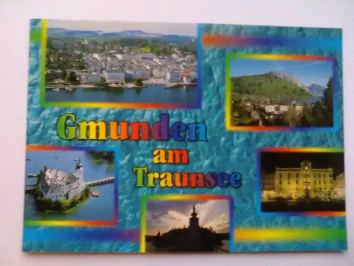 Gmunden am Traunsee - Blick auf den Kalvarienberg Schloss Schloß Orth Rathaus - Mehrbildkarte Oberösterreich Österreich (ungelaufen, mit Stempel) Ansichtskarte