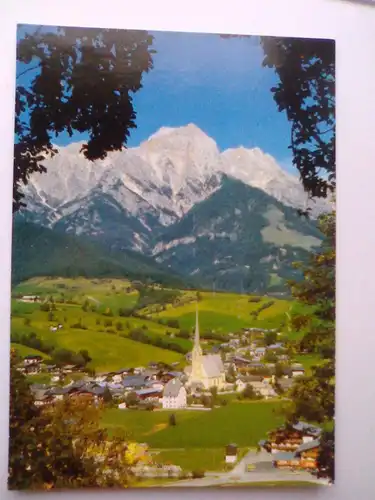 Maria Alm - Wallfahrtsort mit gotischer Kirche 14. Jh. - Maria Alm am Steinernen Meer Pinzgau Salzburg Österreich (ungelaufen, aber 1996 beschrieben + Stempel Alpenland) Ansichtskarte