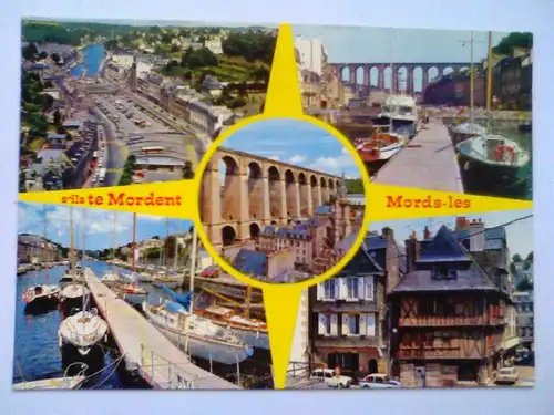 Morlaix - Standorte - Boot Boote Auto Autos Oldtimer Automobil Automobile etc. Mehrbildkarte - Bretagne Finistère Frankreich (ungelaufen) Ansichtskarte