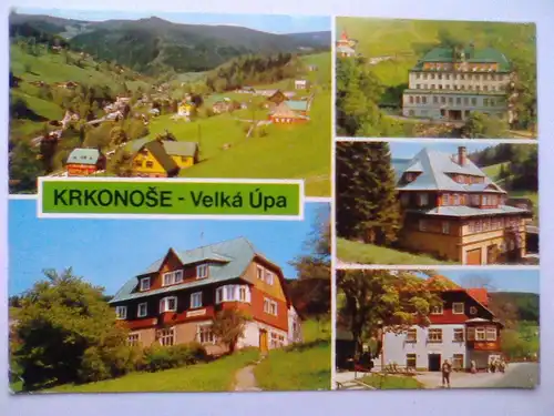 Velka Upa - Pec pod Snezkou Petzer - Mehrbildkarte - Krkonose Riesengebirge Ostriesengebirge Tschechien Tschechoslowakei (zu DDR-Zeiten gelaufen) Ansichtskarte