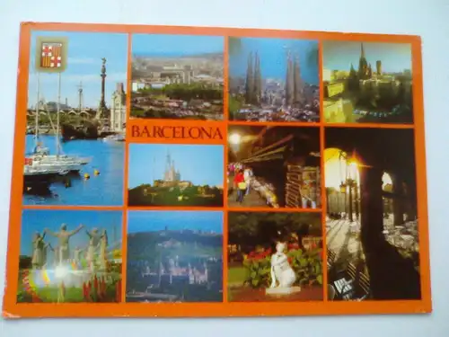 Barcelona - Boot Denkmal Denkmale etc. Mehrbildkarte - Schöne Blicke - Spanien (vor 1994 gelaufen, aber ungestempelt) Ansichtskarte
