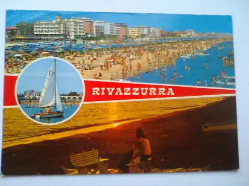 Rivazzurra - Rimini - Strand behaglicher Strand - Segelboot etc. Mehrbildkarte - Emilia-Romagna Italien (vor 1994 gelaufen) Ansichtskarte