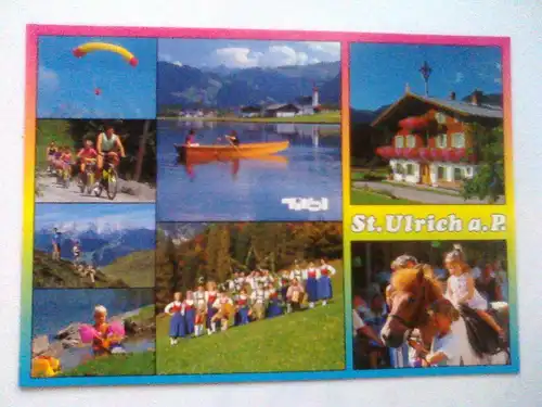 St. Ulrich am Pillersee - Boot Ruderboot Pferd Paragliding Rad Fahrrad Fahrräder etc. - Mehrbildkarte -  Sankt Ulrich Tirol Österreich (ungelaufen) Ansichtskarte