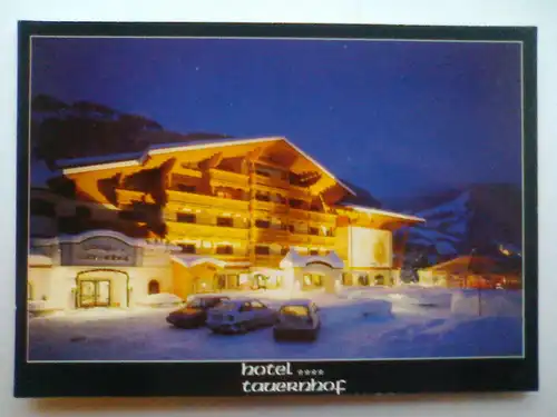 Großarl Grossarl - Hotel Tauernhof - Winter Nacht Auto Autos Automobil Automobile etc. - Salzburg Österreich (ungelaufen, aber 1997 etwas beschrieben) Ansichtskarte