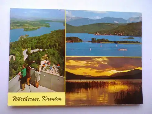 Wörthersee Woerthersee Kärnten - Pyramidenkogel Maria Wörth Pörtschacher Bucht Klagenfurt-See Mehrbildkarte Österreich (ca. 1984 gelaufen) Ansichtskarte