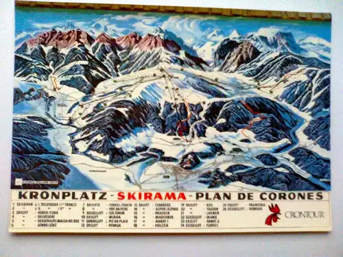 Kronplatz - Skirama - Plan de Corones - Südtirol Italien (ungelaufen, aber 1976 mit einem Datum beschriftet) Ansichtskarte