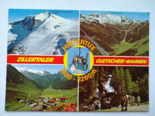 Hintertux - Zillertaler Gletscher-Bahnen Gletscherbahnen - Tuxer Ferner - Zillertal Tirol Österreich - Mehrbildkarte (ungelaufen, aber 1997 etwas beschrieben + Hotel-Stempel) Ansichtskarte