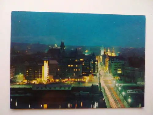Prag - Hotel Intercontinental und Altstadt - Panorama Nacht  - Tschechien Tschechische Republik (ungelaufen) Ansichtskarte