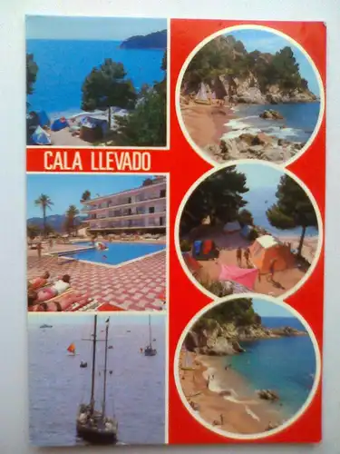 Tossa de Mar - Camping Cala Llevado - Strand Boot Boote Zelt Zelte etc. - Katalonien Spanien - Mehrbildkarte (vor 1994 gelaufen) Ansichtskarte