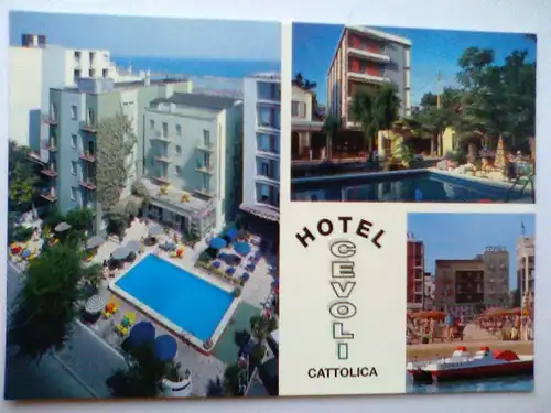 Cattolica - Hotel Cevoli - Ambassador - Strand Hotel Swimmingpool Boot etc. - Emilia-Romagna Italien - Mehrbildkarte (ungelaufen) Ansichtskarte