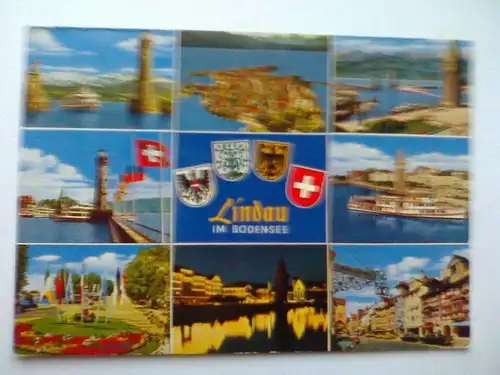 Lindau im Bodensee - Schiff Schiffe Luftaufnahme etc. - Bayern - Mehrbildkarte (ca. 1968 gelaufen) Ansichtskarte