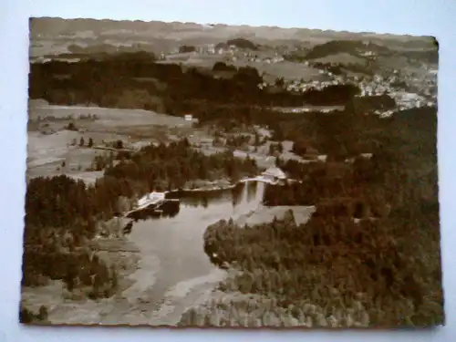 Lindenberg im Allgäu - Waldsee Hotel mit Lindenberg - Luftaufnahme - Lindau Allgaeu Bayern - Echte Fotografie (ungelaufen, mit Hotel-Stempel) Ansichtskarte