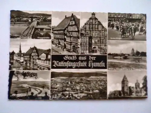Hameln - Gruß aus der Rattenfängerstadt Hameln - Osterstraße Münsterkirche Weserschleuse etc. Mehrbildkarte - Niedersachsen (ungelaufen, aber 1963 beschrieben) Ansichtskarte