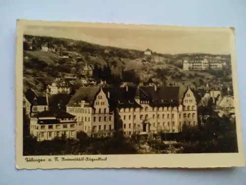 Tübingen - Universitäts-Augenklinik Tuebingen - Echte Photographie - Baden-Württemberg (ungelaufen, aber mit postfrischer Briefmarke 6 Pf. Deutsches Reich beklebt) Ansichtskarte