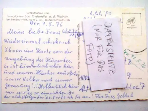 Gleisweiler - Luftaufnahme vom Sanatorium - Rheinland-Pfalz (1976 gelaufen, aber inzwischen ohne Briefmarke) Ansichtskarte