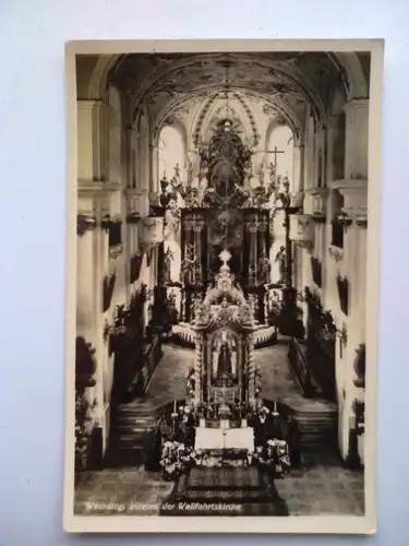 Wemding - Inneres der Wallfahrtskirche - Bayern (ungelaufen, mit Stempel Wallfahrt) Ansichtskarte