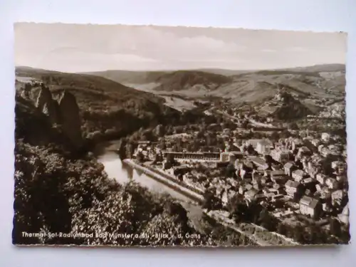 Bad Münster am Stein - Thermal-Sol-Radiumbad - Blick v. d. Gans - Bad Muenster Rheinland-Pfalz (ca. 1965 gelaufen) Ansichtskarte